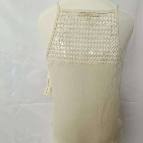 Rebellion Sheer Ivory Cream Colored Lace eyelet Tank Top Women's Size Small - Picture 3 of 9